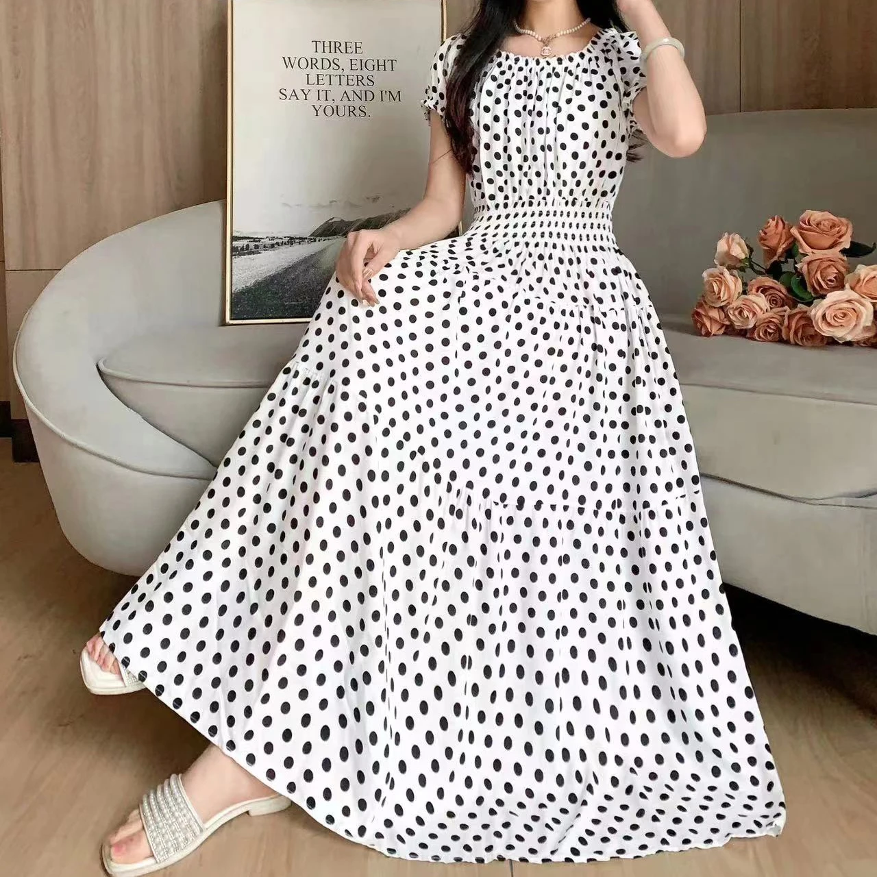 Boho Chic Short Sleeve Dress Slash Neck Elegant Women Dress Vintage Romantic Print Midi Dress Holiday Dress New Clothes Trend