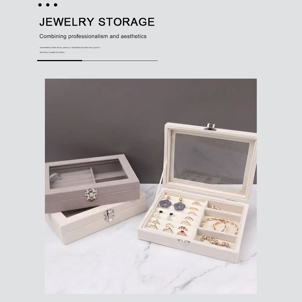 กล่องจัดระเบียบวางซ้อนกันได้กล่องจัดเก็บเครื่องประดับกำมะหยี่ตู้โชว์ลิ้นชักจัดระเบียบถาดแหวนสร้อยข้อมือสร้อยคอ
