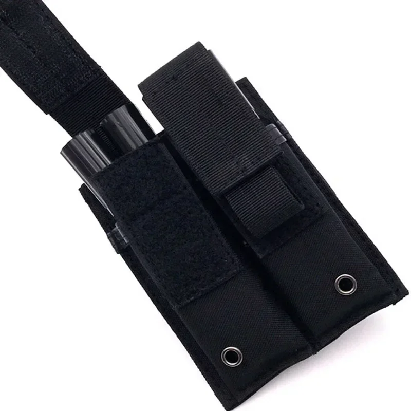 9mm Pistol Magazine Pouch Tactical Double Molle Belt Dual Mag Bag supporto per torcia pacchetto di accessori per la caccia alla pistola