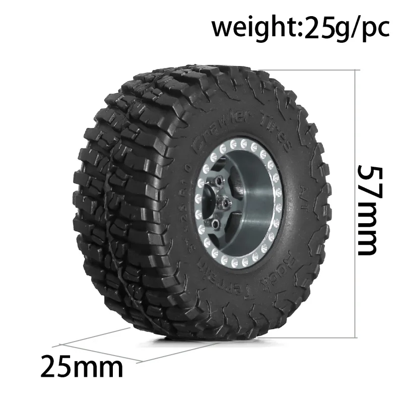 عجلات وإطارات Beadlock RC مقاس 1.0 بوصة لزاحف 1/18 TRX4M، 1/24 SCX24 RC، إطارات Beadlock 1.0 مع عجلات من سبائك الألومنيوم #2