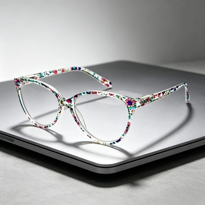 Coloured PC Large-Frame High-Definition Blue Light-Blocking Glasses Stylish Cat-Eye Computer Protection Non-Prescription Eyewear