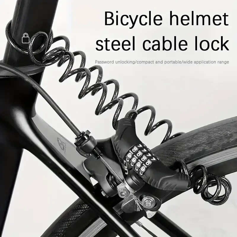 

1pc Bicycle Lock Wire Rope Chain Combination Lock Mountain Bike Motorcycle Anti-theft Password Bag Helmet