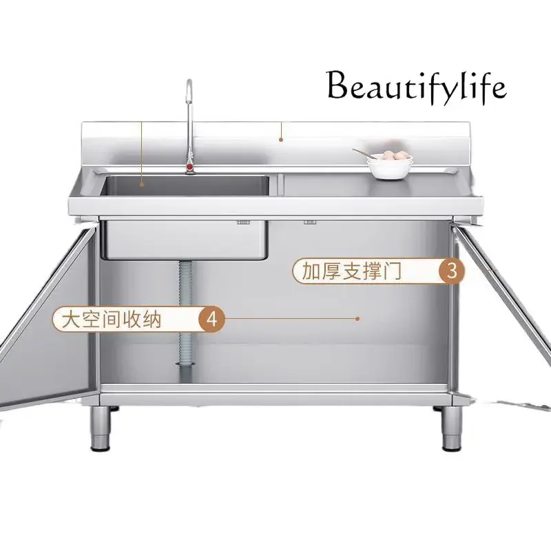 Vo Stainless Steel Sink Cabinet Type Single And Double Pool Through Pool Household