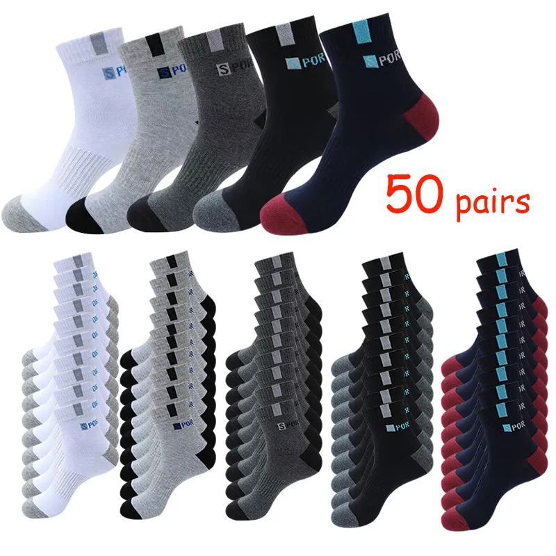 50 Pairs of High Quality Bamboo Fiber Breathable Deodorant Business Men and Ankle Socks Spring Summer Plus Size 43-47 Wholesale