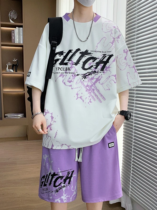 

Summer Casual Sports Set for Men 2025 New Loose ort Sve T-irt orts Teenager Haome Clothes Polyester Fiber