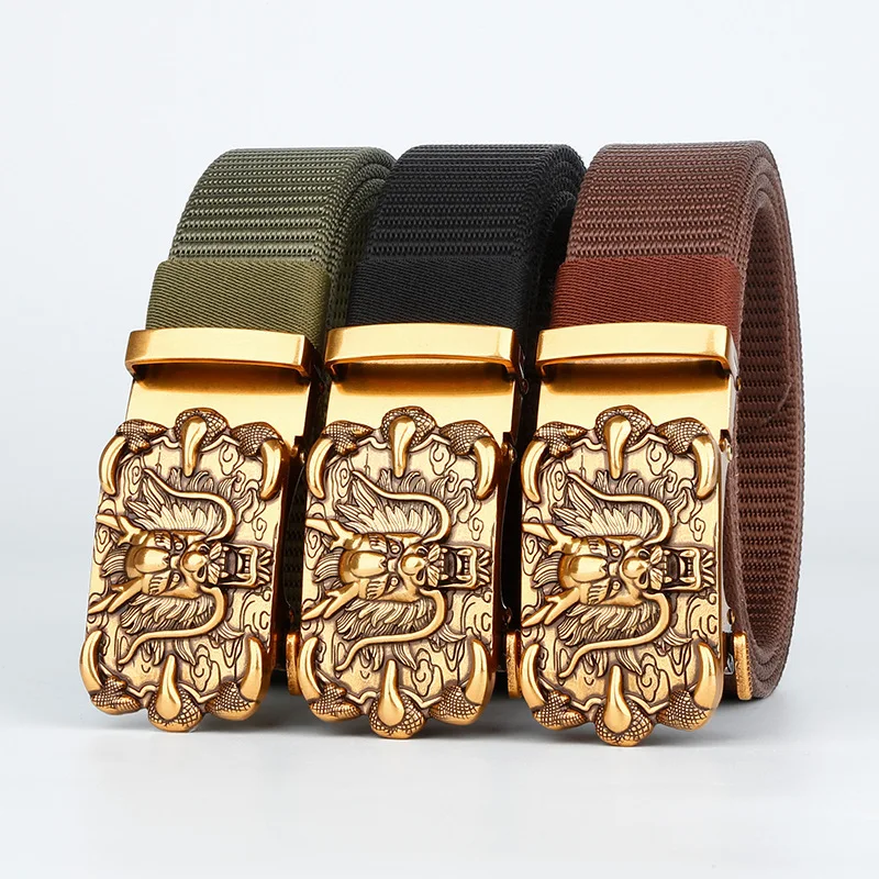 Nylon belt with alloy automatic buckle, scratch resistant and wear-resistant, adjustable belt, fashionable and freely adjustable