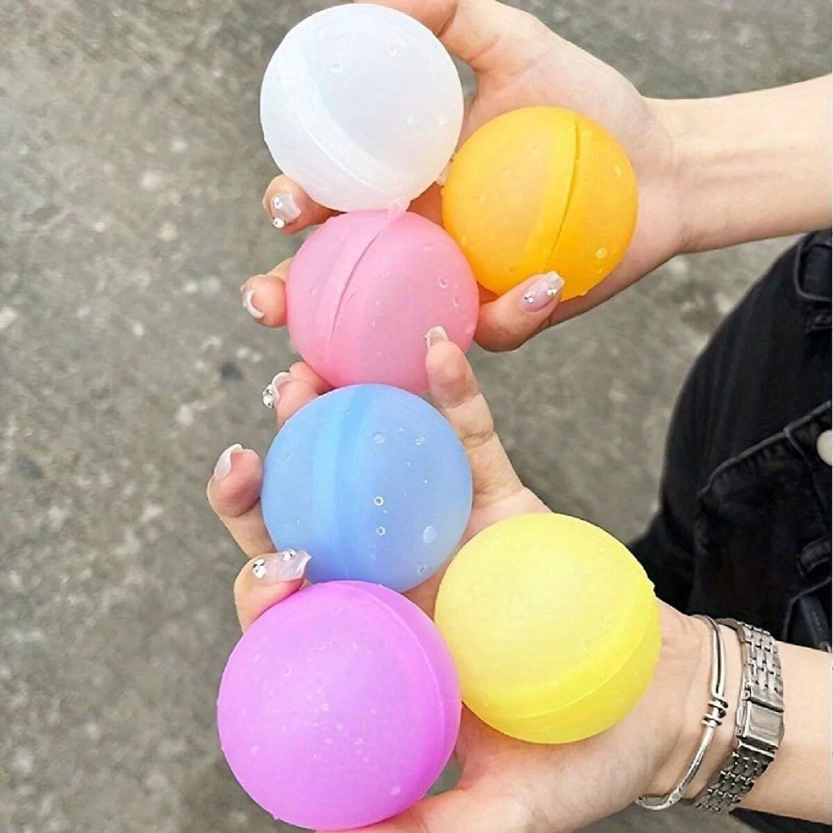 6/12/24Pcs Reusable Water Balloons Soft Silicone Water Bomb Quick-Fill Water Balls Summer Pool Beach Party Fun Game Water Toy