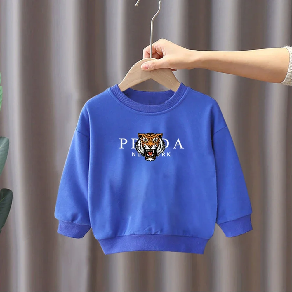 Tiger Print Baby Pullover Sweatshirt Autumn Winter Children Cotton Sweater Long Sleeve Boys Girl Fashion Kid Top