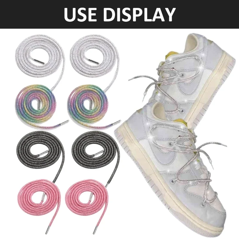 

2PCS Delicate Shoelaces for Teen Girl Woman Sneakers Decorative Heel Diamond Shoe Fasteners Replacement