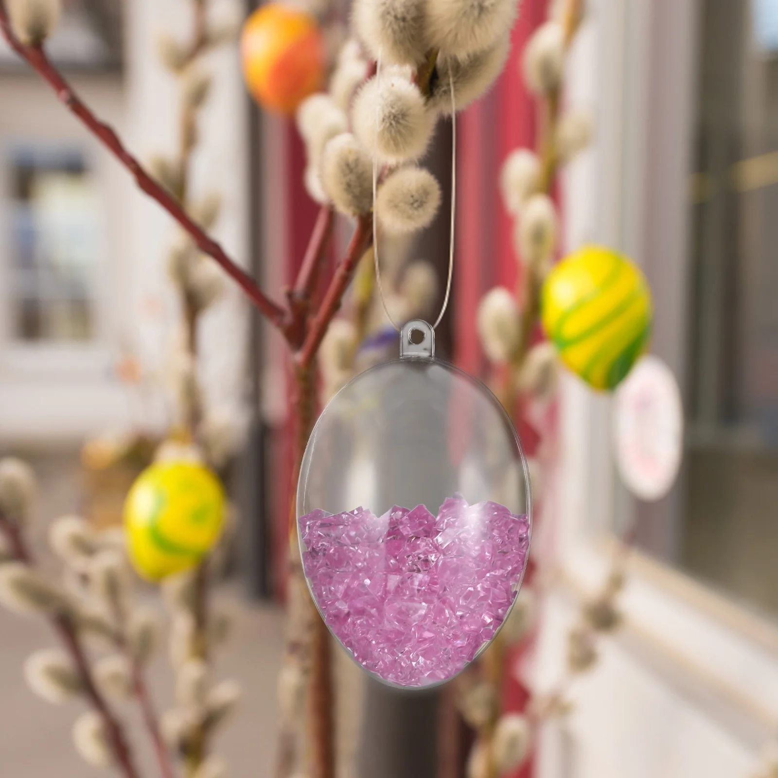 

Clear Egg Shape Baubles Fillable Transparent Hanging Balls Festival Decoration Ornaments for Tree Window Balcony Party
