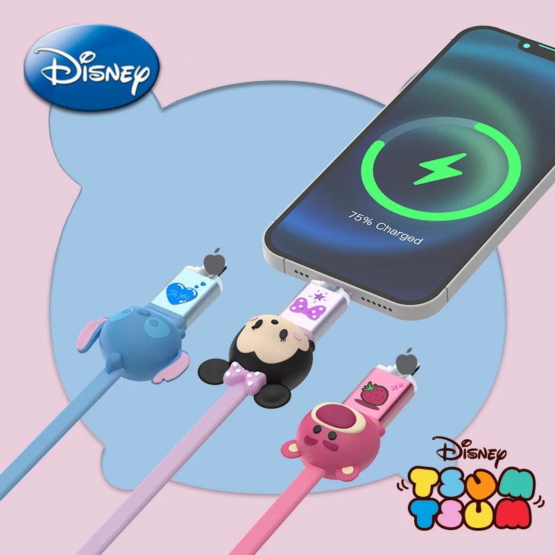 Disney 4 In 1 Data Line Usb Stitch Anime Iphone Lightning Android Type-c Fast Charger Cable Laptops Universal Apple Huawei Etc.