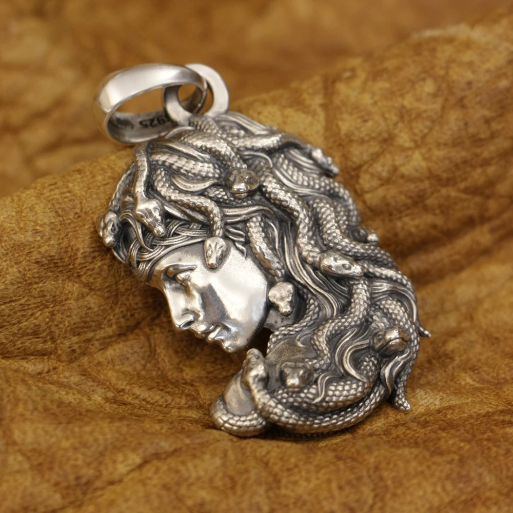 Details Snake Hair Banshee 925 Sterling Silver Pendant Punk Jewelry TA401 BZ