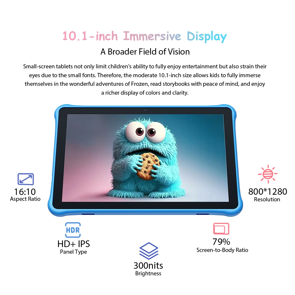 Oscal Pad 50 Kids Tablet Pc 10.1 ''Hd Display 2Gb 64Gb 5100Mah Batterij A 133P Quad Core Dual Speaker Android 13 Wifi Tablets