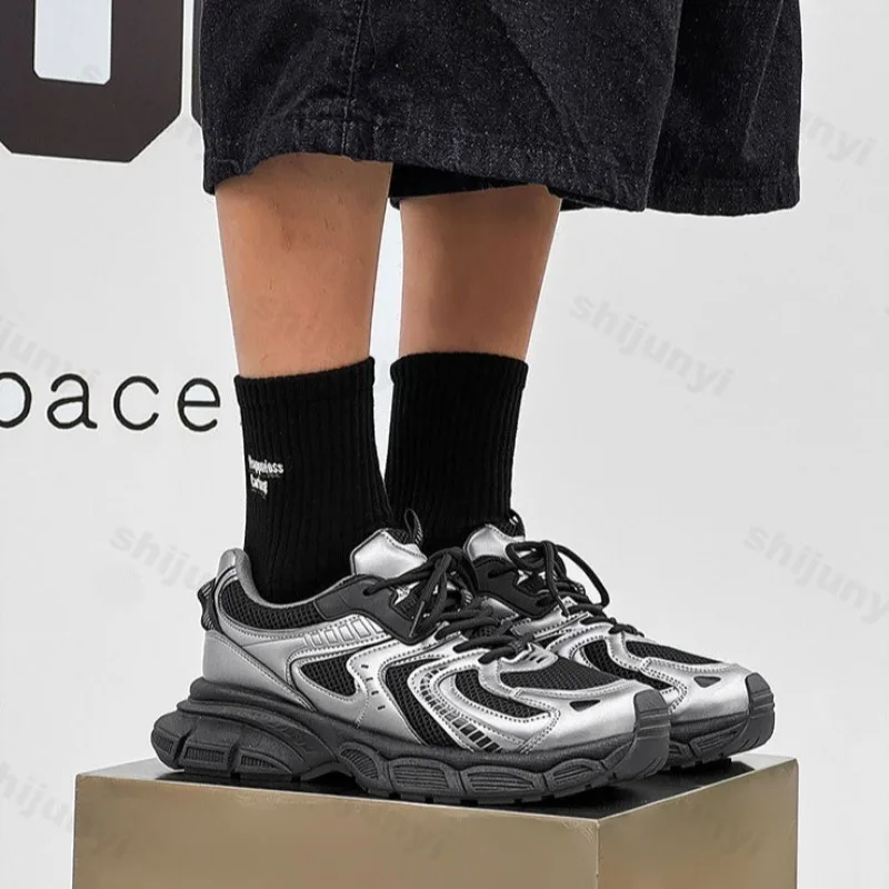 

Новинка осени 2024, мужская дышащая сетчатая повседневная спортивная обувь с низким берцем и толстой подошвой, модные трендовые универсальные удобные кроссовки на массивном каблуке