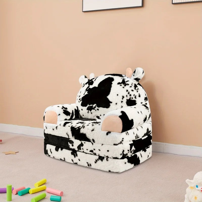 Skin-Friendly Plush，Colorful Cow Pattern，Removable Sleeve，One-Click Conversion，Foldable Couch - Durable，Comfortable，Multifunctio