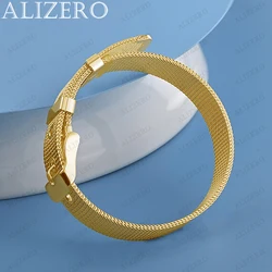 ALIZERO 18K Gold Watch Strap Bangles Bracelets For Women Man Wedding Party Gifts Fashion Personality Trend Jewelry Wholesale