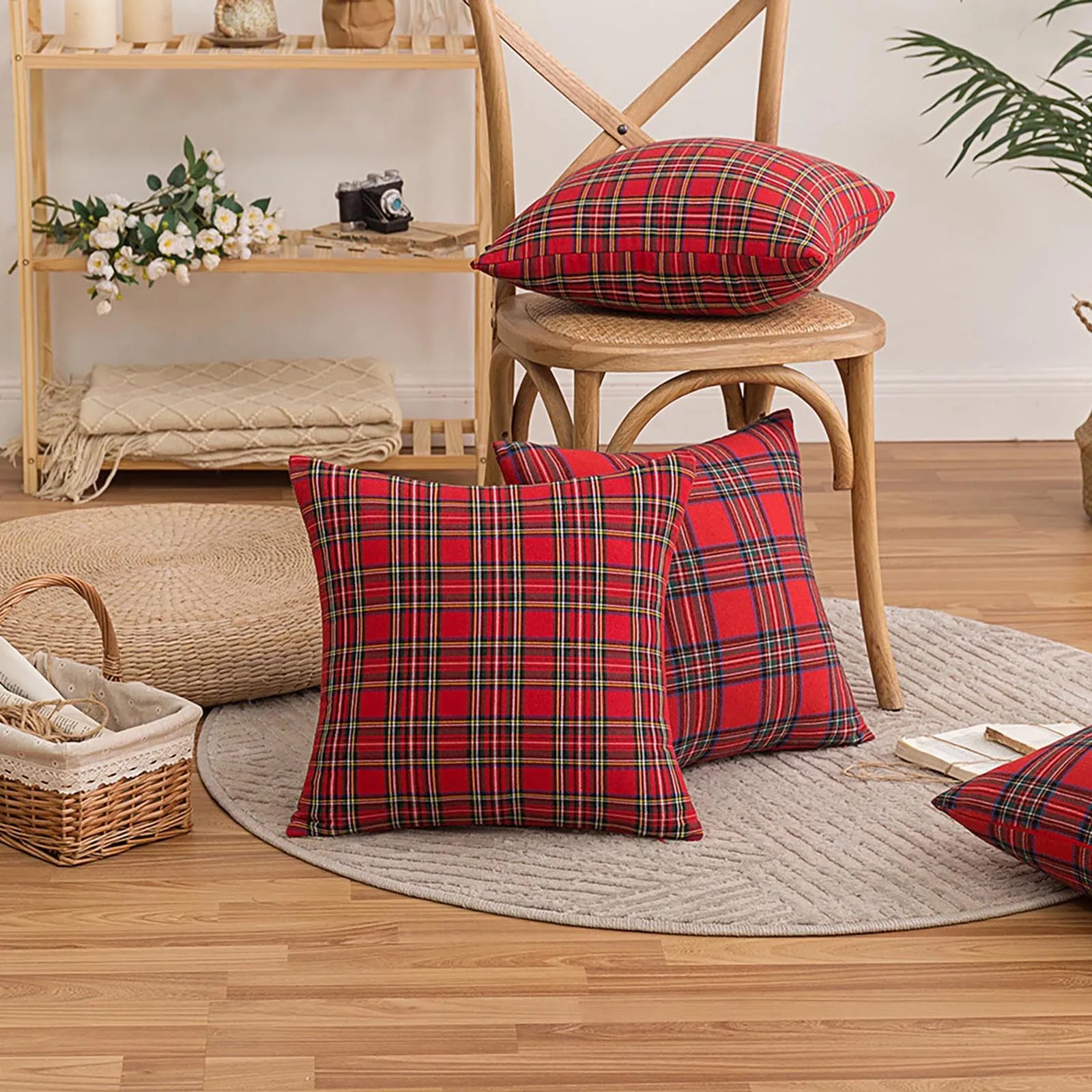 

Christmas Decor Red Plaids Pillow Covers Check Throw Pillowcase Tartan Cuhion Cover Case for Couch Sofa Home Decoration 2025