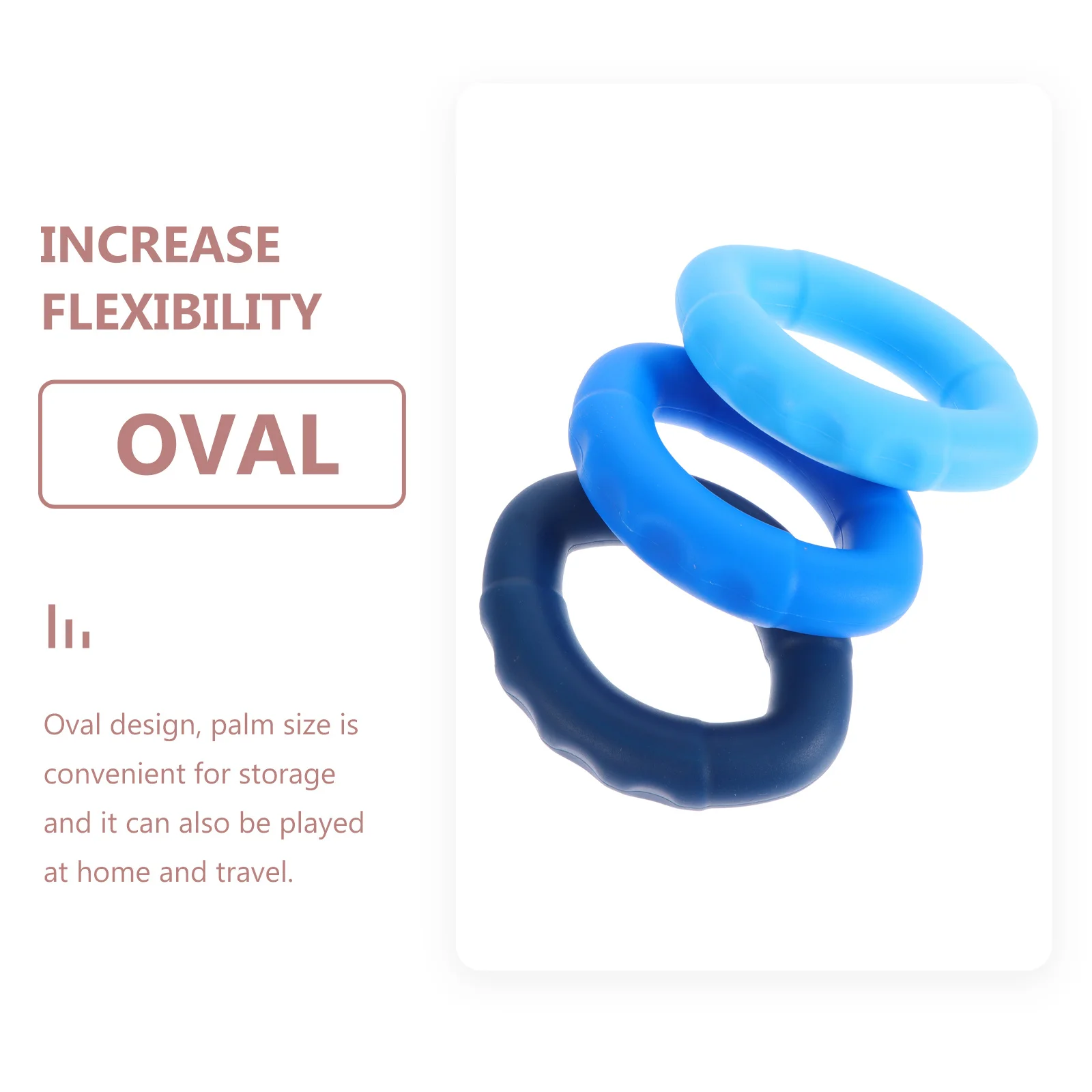 

3Pcs Hand Grip Rings Silicone Strength Trainer Oval Shape Hand Exercise Tool Finger Massage Ring Fitness Training Rehab Device