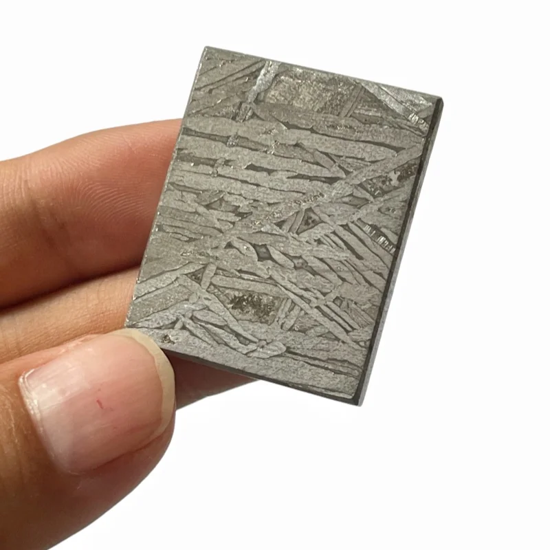 Genuine Muonionalusta Iron Meteorite Rectangular Slab Classic Widmanstätten Crystal Veins for Collectors & Science Gift