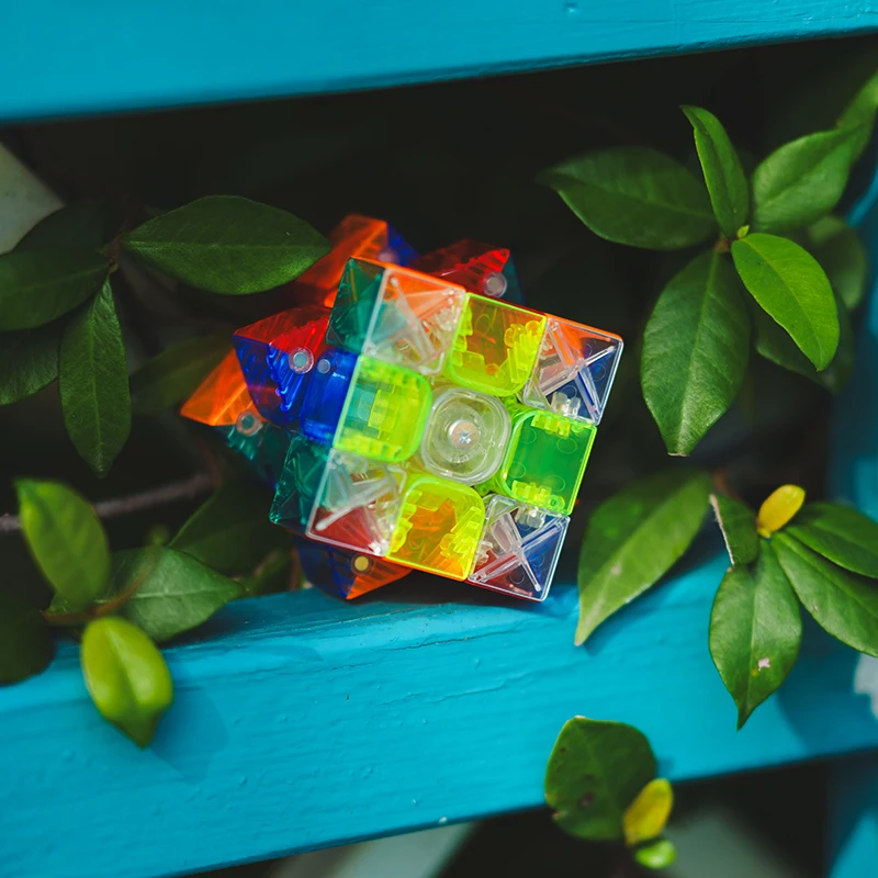Transparent Colored 3X3 Professional Cube Zero Delay Ultra-Fast Turning Magic Cube Puzzle Kid Toy Single Magnetic Fast Silent