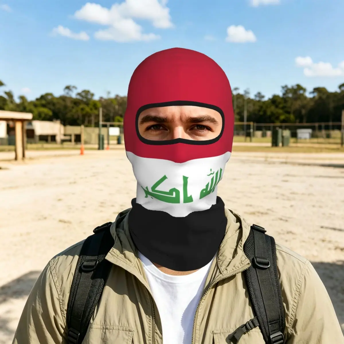 Irak-Flagge Outdoor Sonnenschutz Motorrad-Gesichtsmaske Moto Biker Windkappe Maske Winddichte Fahrrad-Kopfbedeckung