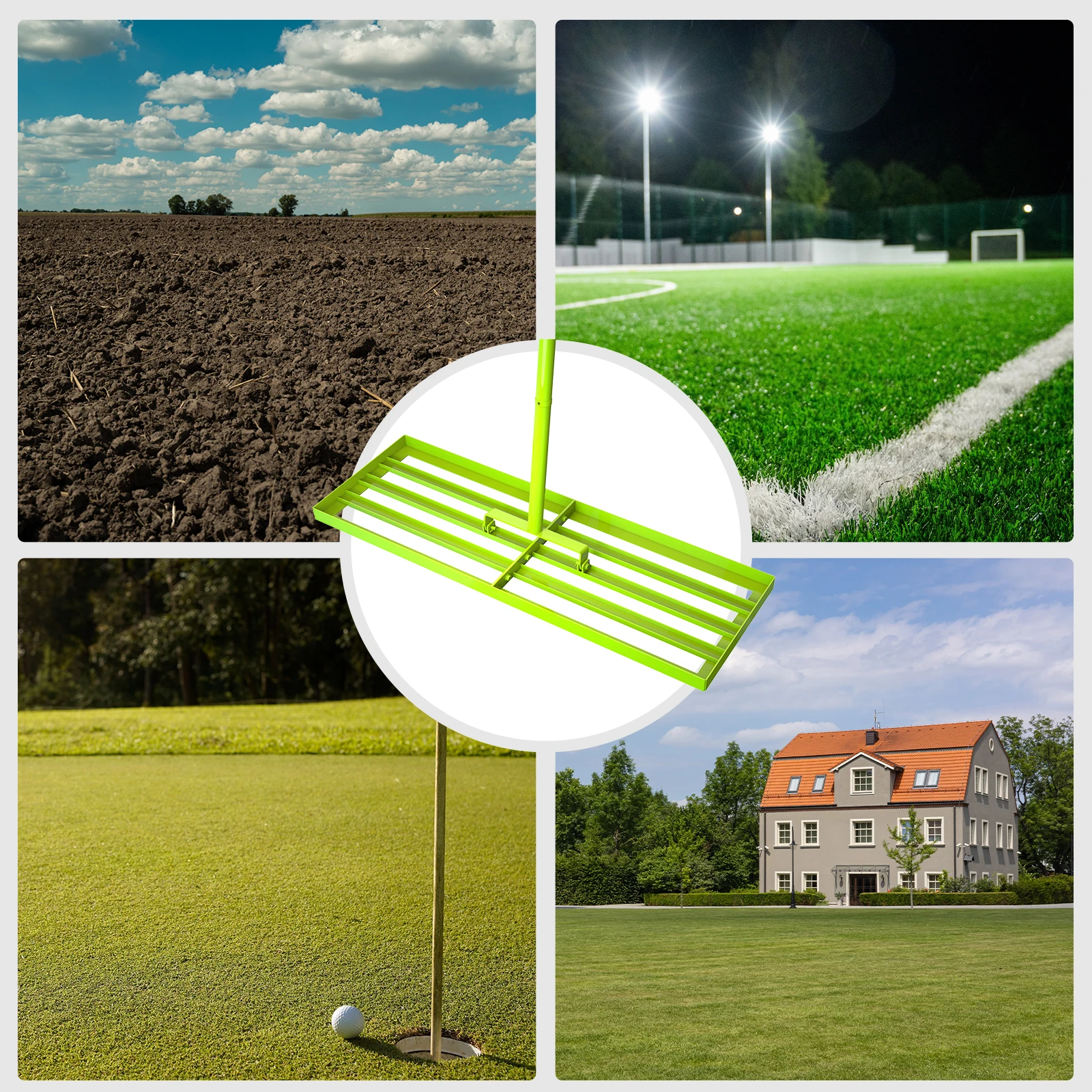 Deli 30x10 Inch Lawn Leveler with Adjustable Handle, Professional Grade Leveling Rake