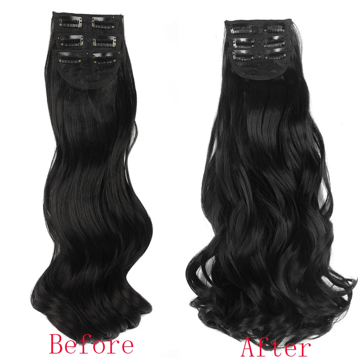 الاصطناعية 3 قطعة/المجموعة كليب في وصلات الشعر 50 سنتيمتر طويلة متموجة سميكة آدمي للنساء كامل رئيس خصلات شعر الشعر الطبيعي وهمية