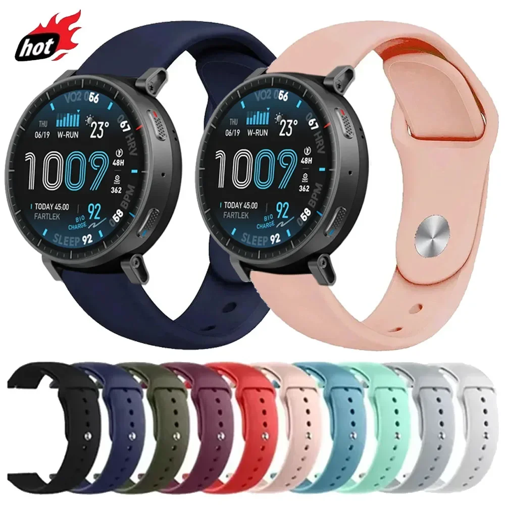 22/20mm Silicone Strap for Amazfit T-Rex3 Pro 48/44mm/ Active Max/3/Bip Max 6 5 Breathable Bracelet for Huawei Watch Ultimate 2