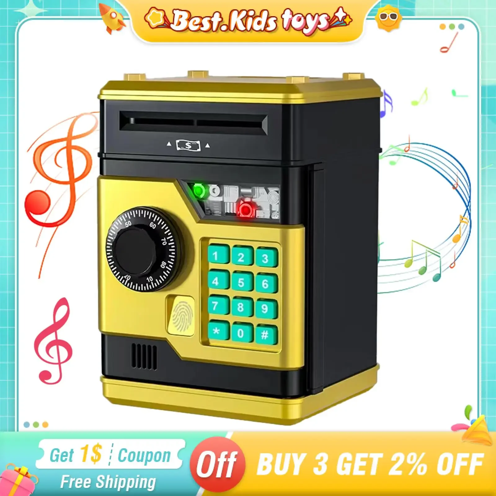 Tirelire électronique pour enfants, mot de passe par empreinte digitale, coffre-fort, pièce numérique, réservoir d'économie d'argent, musique, jouets pour enfants, cadeaux pour filles