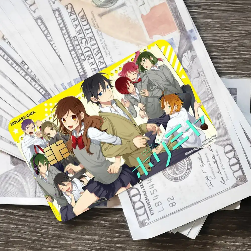 Anime carino H-Hori e Miyamuraes poster adesivi per carte di credito con copertina della pelle 4 pezzi pellicola bus passaggio decorazione frontale debito bancario