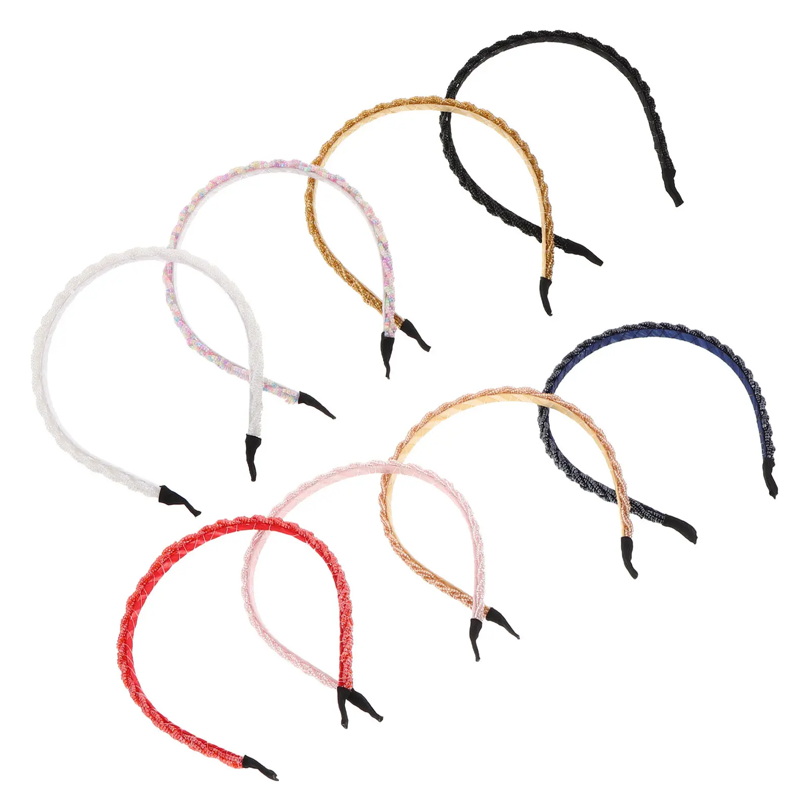 8Pcs Beaded Braided Headbands Elegant Simulated Braid Hair Accessories Bridal Wedding Headpiece Princess Hair Piece