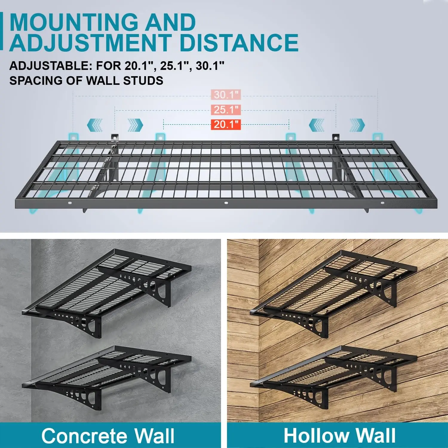 Garage Storage Shelving Wall Mounted, 4 Pack 1.5x3.8ft, Loads 1000 lbs Heavy Duty Sturdy Shelves, Strong Garage Organiser