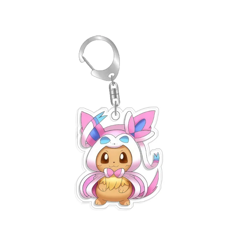 For Pokemon Elf Qikchu Glaceon Flareon Leafeon Acrylic Selfmade Original  Cartoon Cute Anime  Keychain Pendant Toy Gift 5cm
