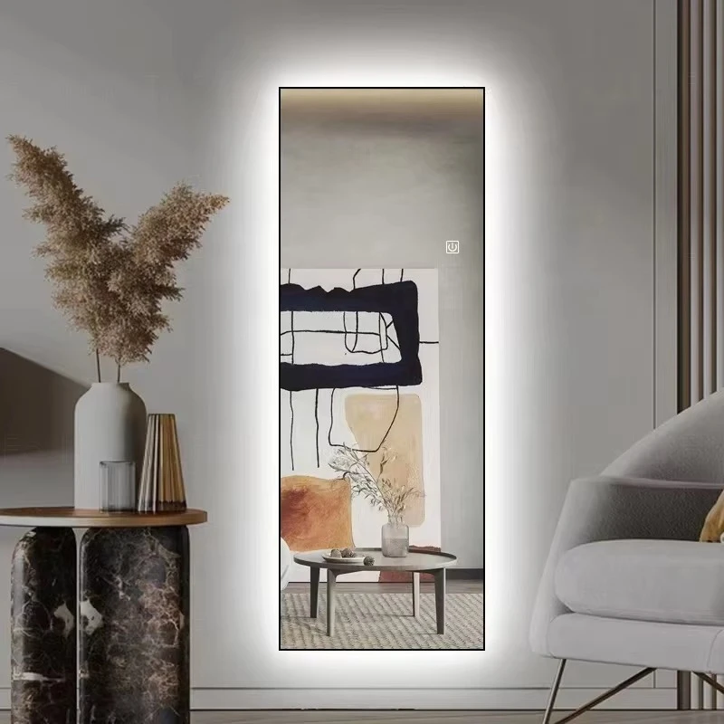 Rectangle Large Black Gold Aluminum Metal Hotel Bedroom Full Length Wall Frame Mirror