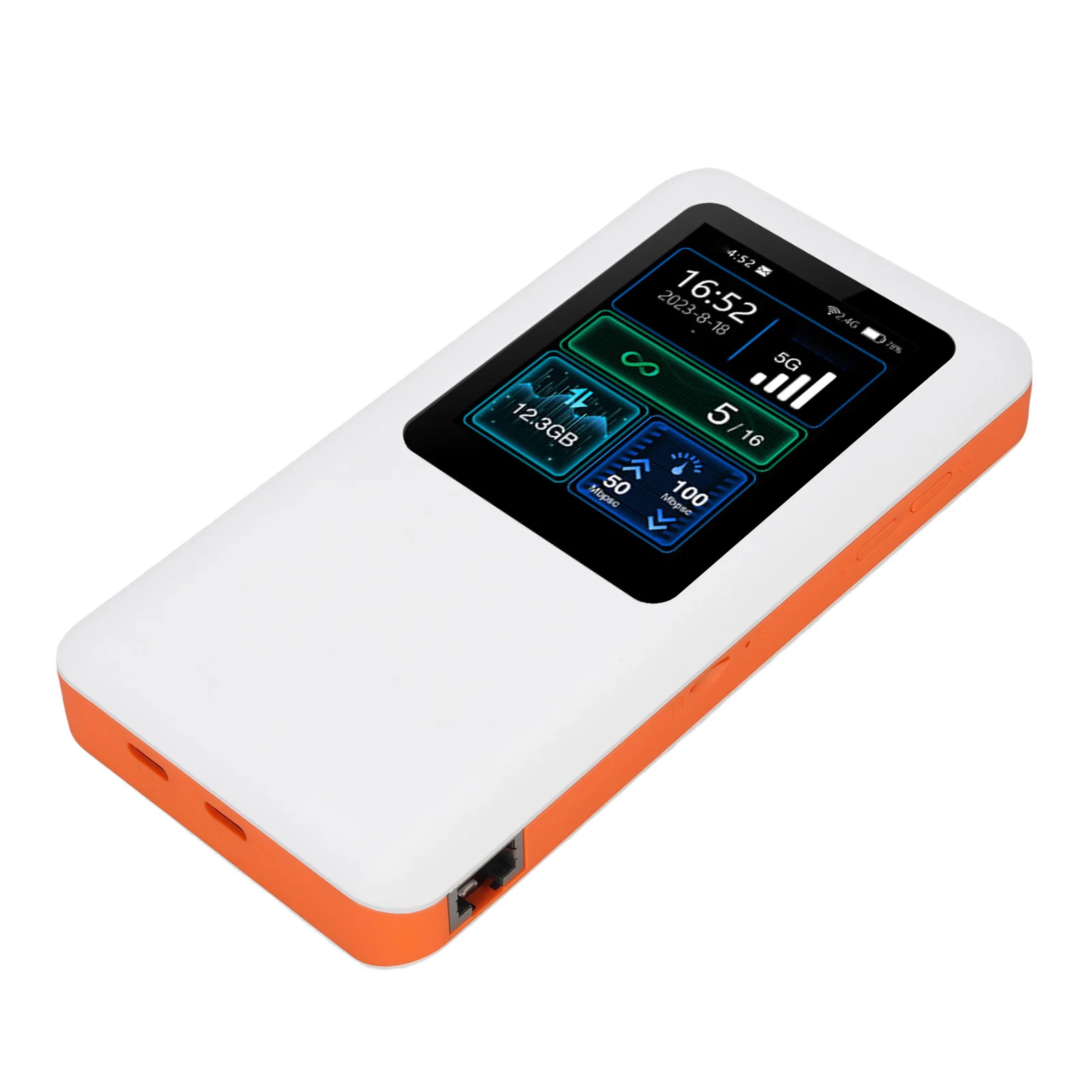 デュアルバンドWIFI対応モバイルホットスポットデバイス、1.8インチTFT MIPI LCDスクリーン搭載、SIMカードスロット付きポータブルWIFI6トラベルルーター