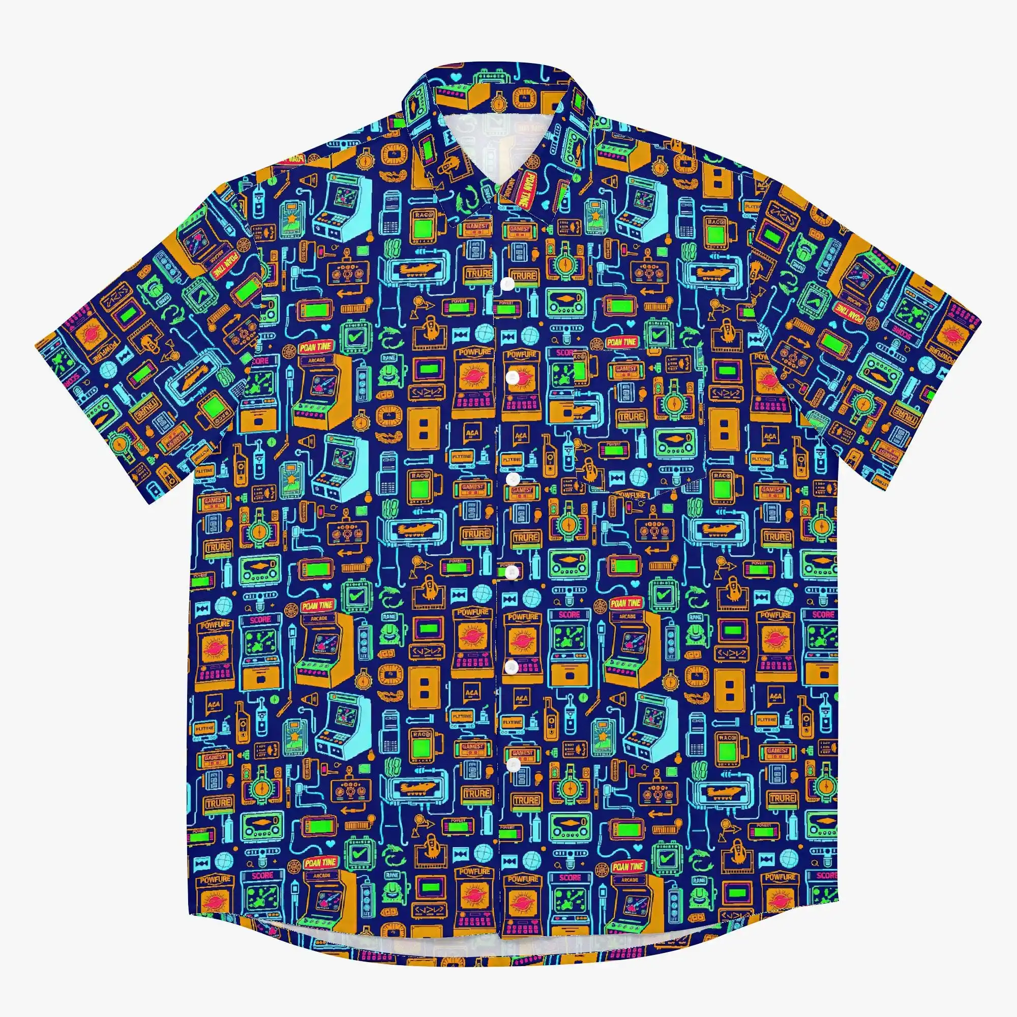 วิดีโอเกมวินเทจเสื้อฮาวายผู้ชายเสื้อผ้า 3D พิมพ์ GamePad เสื้อแขนสั้นเกม Streetwear เสื้อปุ่มเสื้อ