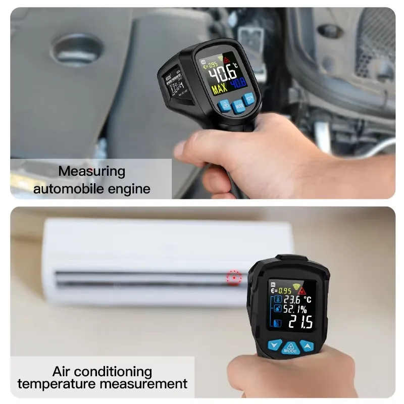 -50 to 400 Degree Mestek Digital Infrared Thermometer Laser Temperature Meter Non-contact Pyrometer Hygrometer IR Thermometer