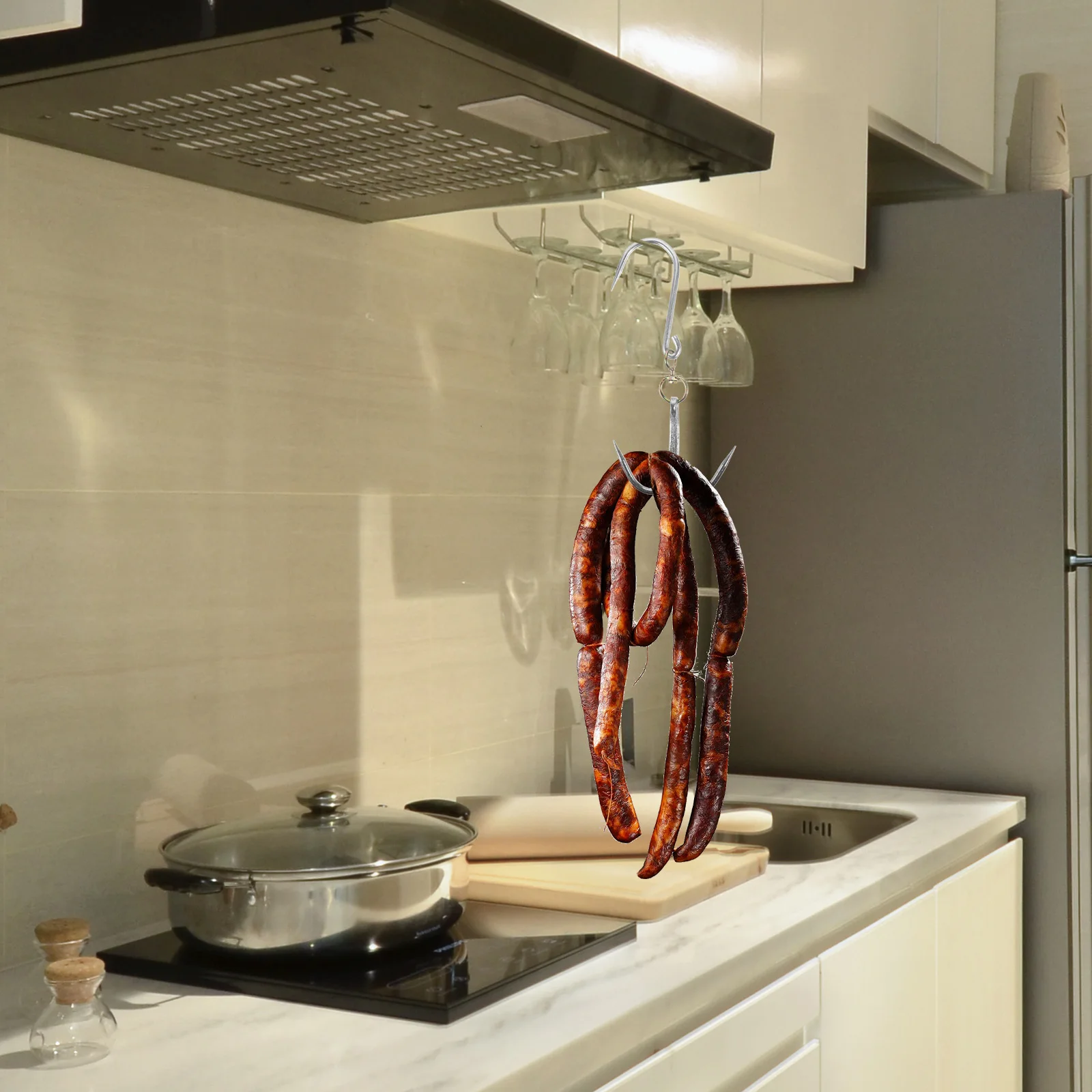 

Double Hook Meat Hooks Heavy Duty Steel Sausage Hanging Hook for Bacon Household Metal Tool Rack Butcher Supplies