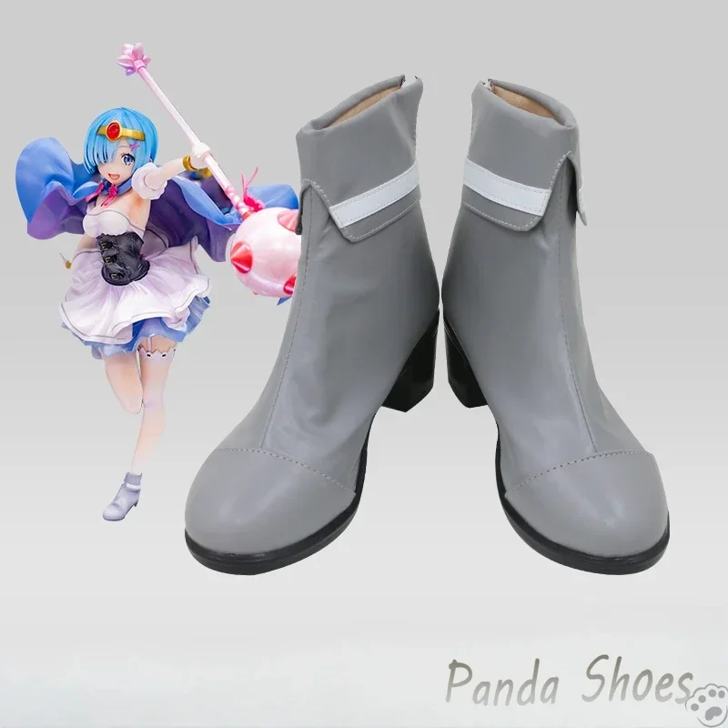 

Rem Ram Re Zero Cosplay Shoes Anime Cos Grey Boots Comic Ram Rem Cosplay Costume Prop Shoes for Con Halloween Party