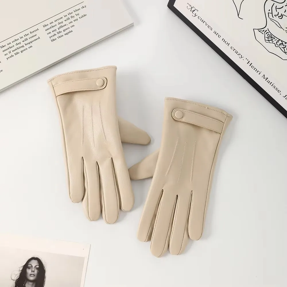 Winter Warme Pu Leder Handschuhe Frauen Nette Dicke Outdoor Radfahren Fahren Winddicht Kälte-Proof Handschuhe Touchscreen Handschuhe