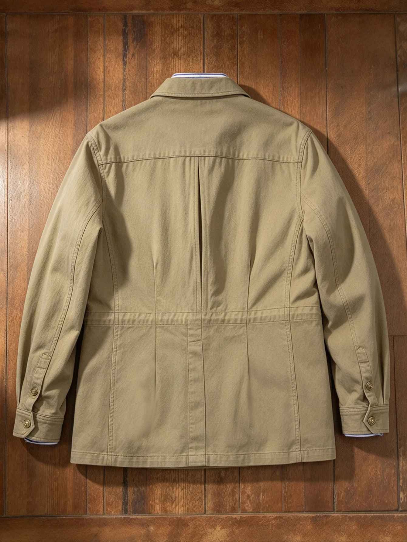 2026 Spring Autumn Men Light Business Cotton Twill Blazer, Multi Pockets Button Jacket with Adjustable Waist Drawstring