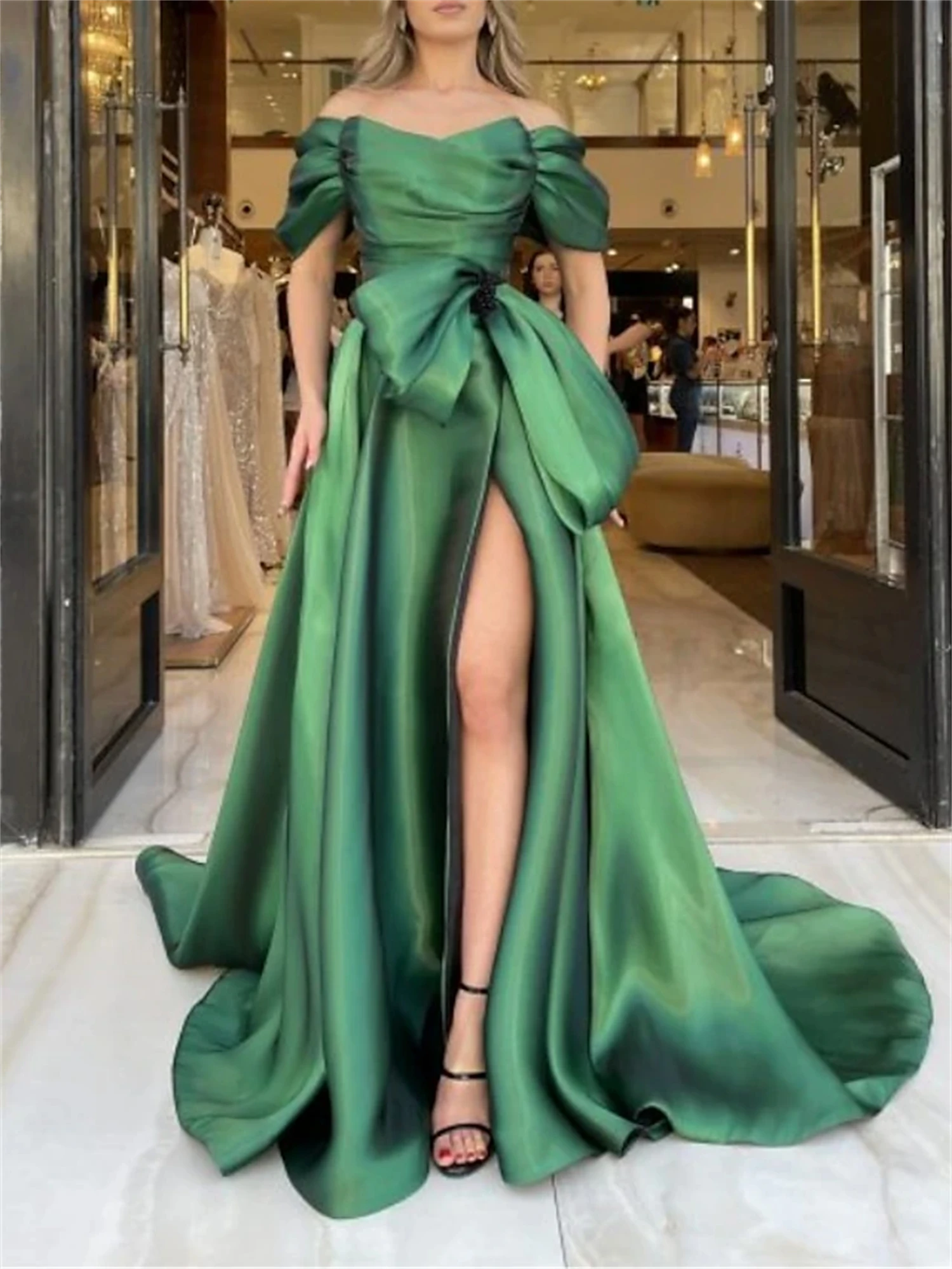 Aileen Green Party Dress for Wedding Ceremony Dress Party Evening Elegant Luxury Celebrity Line A Customized Evening Dresses