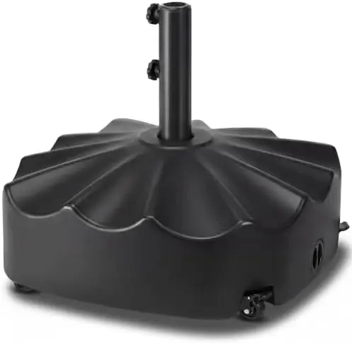 123lb Capacity Fillable Mobile Umbrella Base, Heavy Duty Market Stand for Patio, Deck, Poolside, Easy to move w/ 4