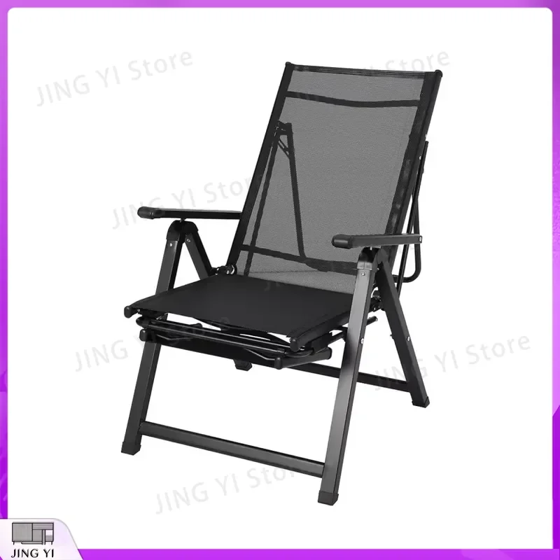 10-Position Adjustable Outdoor Folding Chaise Lounge Chair Recliner with Retractable Footrest High Back Relaxation Chair for