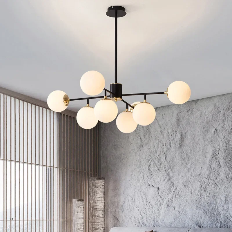 Lampadario a led con sfera di vetro in stile nordico per soggiorno, sala da pranzo, cucina, camera da letto, lampade a sospensione, decorazioni per la casa