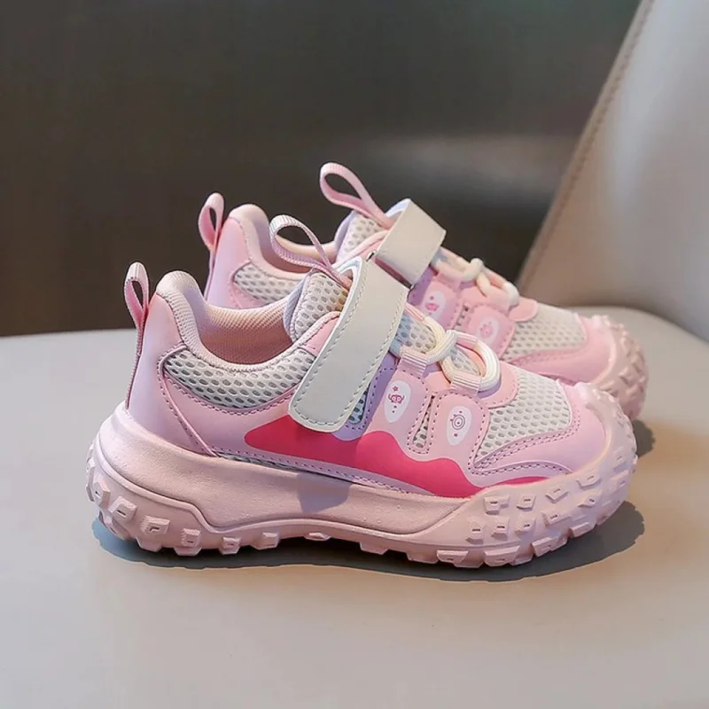 

2026 Fashion Children's Sport Shoes Trend Fashion Boy's Girl's Running Shoes PU Lleather Mesh Breathable Teenager Kid's Sneakers