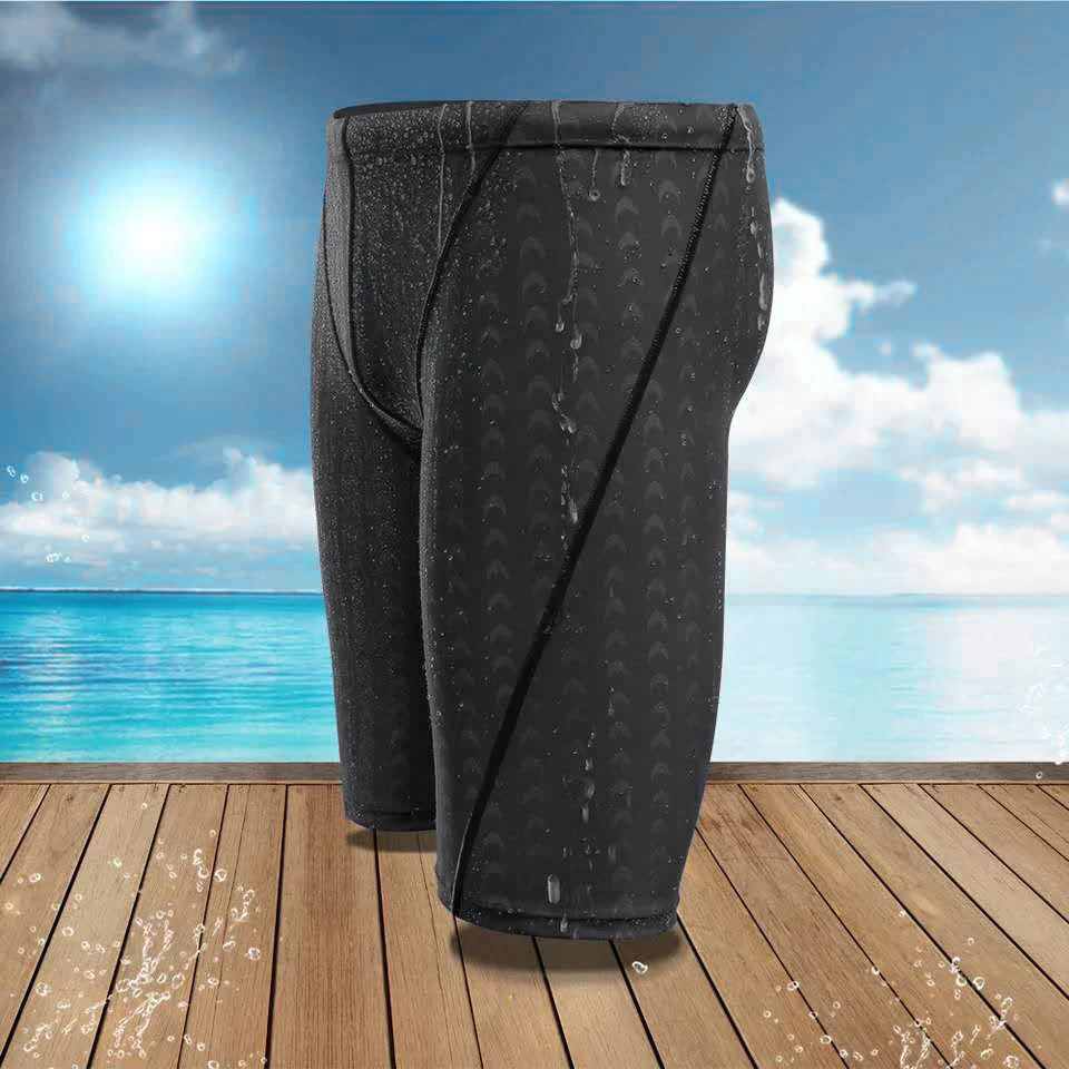 

【black huodong】Quick Dry Swim Jammers for Men, Shark Grain Men Swim Trunks Swimsuit Bathing Suits XL