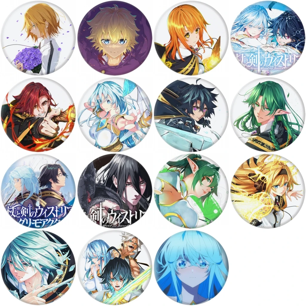 58mm Anime Wistoria Wand and Sword Elfaria Albis Serfort‌ Cosplay COSTUME Badge Pin SPTE Tinplate Brooch﻿ Prop