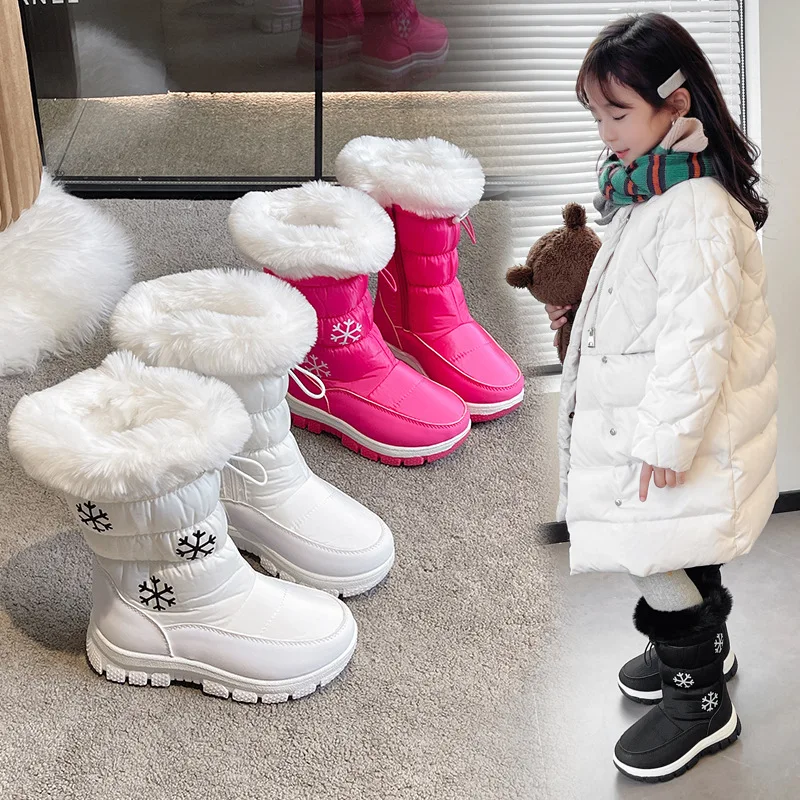 Botas 2025 Autumn New Kids Thick Soled Snow Boots Comfort Non Slip Girls' Long Boot Simple Versatile Child Ankle Boots Zapatos