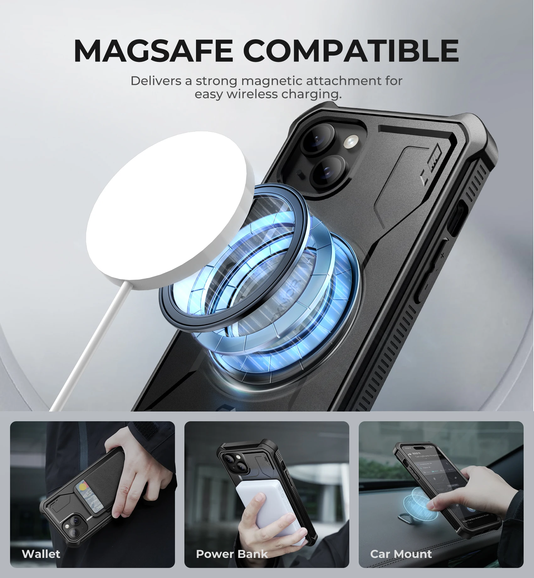 Magnetic Case for iPhone14 15 Plus Case Compatible MagSafe Full Body Shockproof Shell Cover holder withBuilt-in Screen Protector